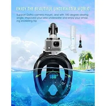 Greatever G2 Full Face Snorkel Mask with Latest Dry Top System,Foldable 180 Degree Panoramic View Snorkeling Mask with Camera Mount,Safe Breathing,Anti-Leak&Anti-Fog