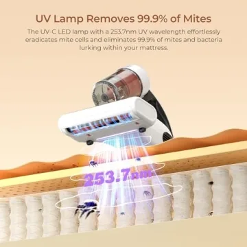 JIGOO Mattress Vacuum Cleaner with UV Light and Strong Suction