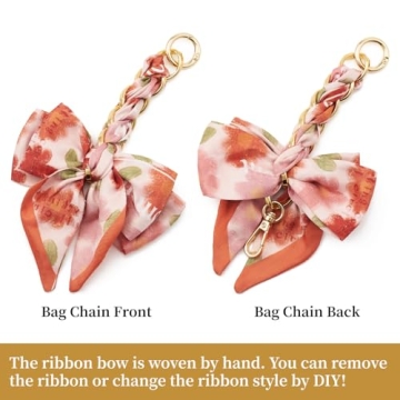 ZOOEASS Bag Extender Chain with Bow Ribbon Purse Chain Extender for Crossbody Bag Charms Women Handbag Decoration Accessories(Orange)