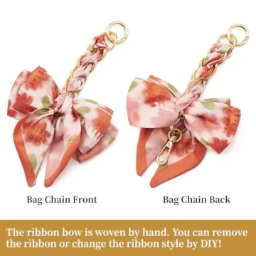 ZOOEASS Bag Extender Chain with Bow Ribbon Purse Chain Extender for Crossbody Bag Charms Women Handbag Decoration Accessories(Orange)