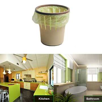 Trash Bags Biodegradable,4-6 Gallon Trash bags Recycling & Degradable Garbage Bags Compostable Bags Strong Rubbish Bags Wastebasket Liners Bags for Kitchen Bathroom Office Car(100 Counts,Green)