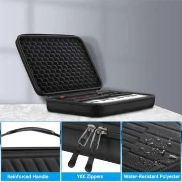 FINPAC Semi-Hard Carrying Case for AKAI Professional MPK Mini MKII & MK3 & MPK Play | Alesis V Mini 25 Key USB MIDI Keyboard Controller Case with Cable Slot for Business, Travel (Black)