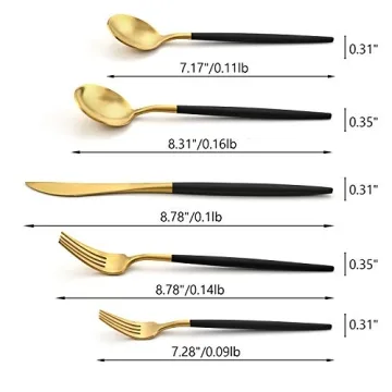 DEACORY Elegant Black and Gold 20-Piece Flatware Set