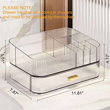 MIUOPUR Makeup Organizer with Stackable Drawers, Bathroom Vanity Organizers and Storage, Ideal for Desk and Dresser Countertops, Great for Cosmetics, skincare, Lipsticks, Nail Care -Clear