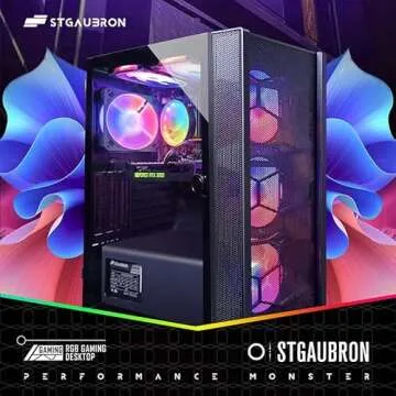 STGAubron Desktop PC, Intel Core i7 up to 3.9G, GeForce RTX 3060 12G GDDR6, 32G, 1TB SSD, WiFi, BT 5.0, RGB Fanx6, RGB Keybaord, RGB Mouse, Mouse Pad, RGB Bluetooth Sound Bar, RGB BT Gaming Mic W1