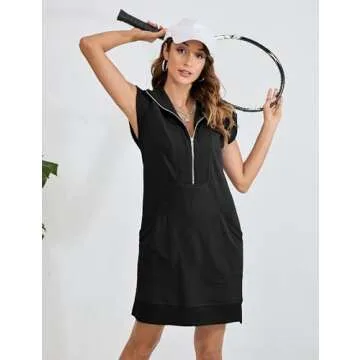 Qiaomai Women's Half Zip Sweatshirt Dress for Summer Chic