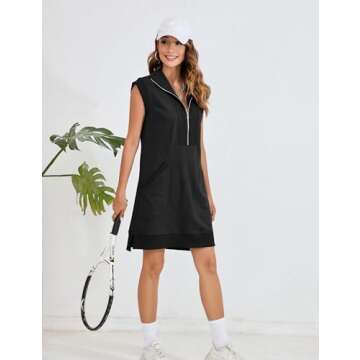 Qiaomai Women's Half Zip Sweatshirt Dress for Summer Chic