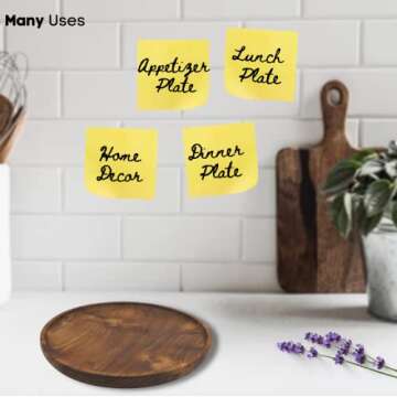 YUNIFF 9 Inch Plates, Teak Wood Appetizer and Dinner Plates, Lunch Plate, Teak Collection, Salad Plate, Dining Plates, Set of 4 (9 Inch Plate)