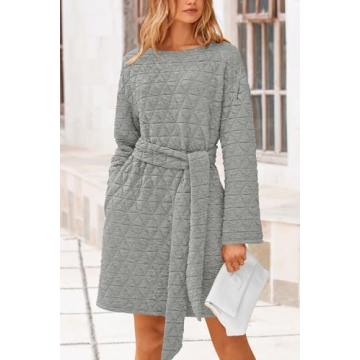 Trendy Long Sleeve Belted Dress for Women – PRETTYGARDEN