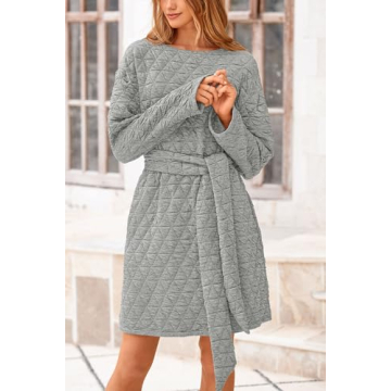 Trendy Long Sleeve Belted Dress for Women – PRETTYGARDEN
