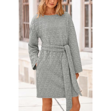 Trendy Long Sleeve Belted Dress for Women – PRETTYGARDEN