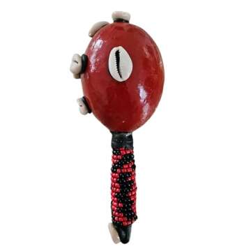 Elegua - Eshu Maraca Handcrafted for Santeria and Spiritual Practices with Cowrie Shells, Orishas