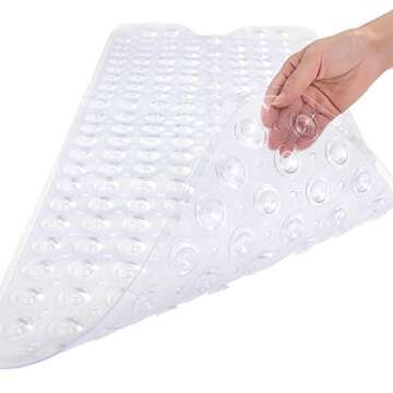 Linoows Bathtub and Shower Mats - Extra Long Non-Slip Bath Mat 39 x 16 Inch, Machine Washable with S...