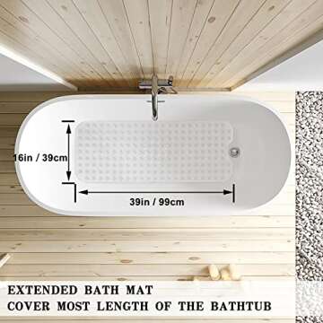 Linoows Extra Long Non-Slip Bath Mat for Safe Bathing
