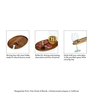 Toscana Wine Appetizer Plates Set - 4 Stylish Acacia Wood Plates