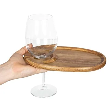 Toscana Wine Appetizer Plates Set - 4 Stylish Acacia Wood Plates