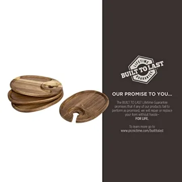 Toscana Wine Appetizer Plates Set - 4 Stylish Acacia Wood Plates