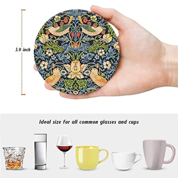 HUXJOKO Floral Coasters for Drinks - Absorbent Ceramic Set