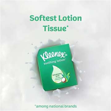 Kleenex Soothing Lotion Facial Tissues with Coconut Oil, Aloe & Vitamin E, 1 Cube Box, 65 Total Tissues