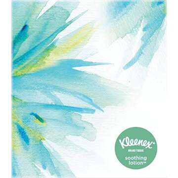 Kleenex Soothing Lotion Facial Tissues with Coconut Oil, Aloe & Vitamin E, 1 Cube Box, 65 Total Tissues