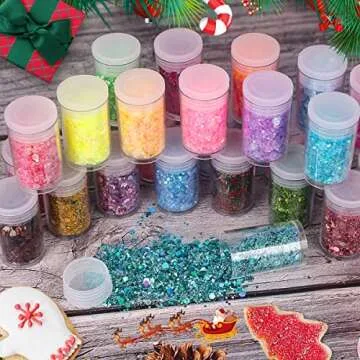 Holographic Chunky and Fine Glitter Mix, 45 Colors Festival Sequins & Glitter Powder, Iridescent Glitter Flakes, Cosmetic Face Body Eye Hair Nail Art Resin Tumbler Loose Glitter