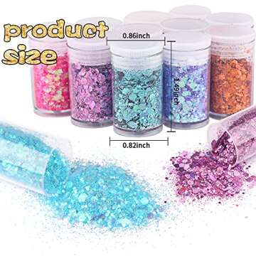Holographic Chunky and Fine Glitter Mix, 45 Colors Festival Sequins & Glitter Powder, Iridescent Glitter Flakes, Cosmetic Face Body Eye Hair Nail Art Resin Tumbler Loose Glitter