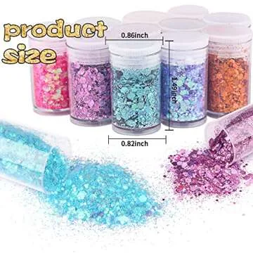 Holographic Chunky and Fine Glitter Mix, 45 Colors Festival Sequins & Glitter Powder, Iridescent Glitter Flakes, Cosmetic Face Body Eye Hair Nail Art Resin Tumbler Loose Glitter