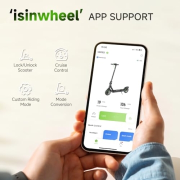 isinwheel Electric Scooter with 19 MPH Speed and 19 Miles Range