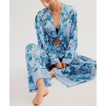 Yuemengxuan Silk Satin Pajama Set for Women Elegant Loungewear