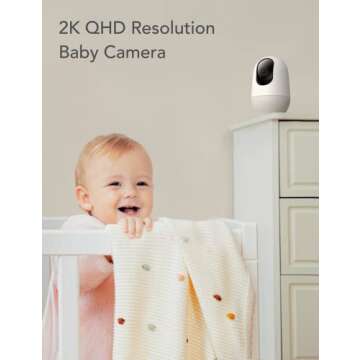 nooie Baby Monitor with SD Card,Baby Monitor with Camera 360 Camera, WiFi Baby Cam with Phone App, AI MotionTracking and Sound Detection,1080P Night Vision Two-Way Audio