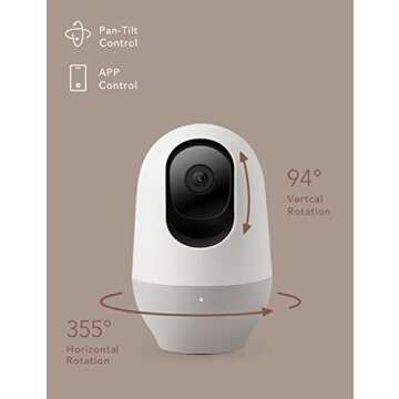 nooie Baby Monitor with SD Card,Baby Monitor with Camera 360 Camera, WiFi Baby Cam with Phone App, AI MotionTracking and Sound Detection,1080P Night Vision Two-Way Audio