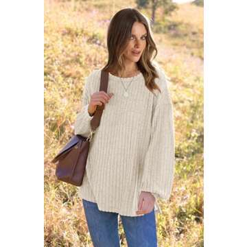 WIHOLL Sweaters for Women Tunic Tops to Wear with Leggings Fall Fashion for Women 2024 Trendy Apricot M