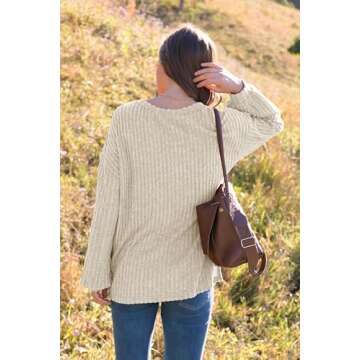 WIHOLL Sweaters for Women Tunic Tops to Wear with Leggings Fall Fashion for Women 2024 Trendy Apricot M