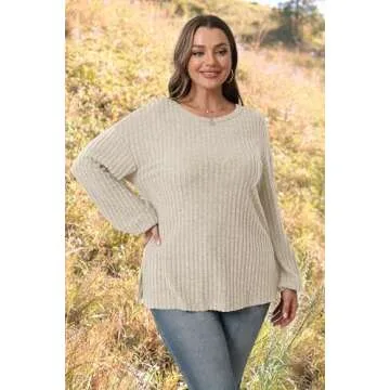 WIHOLL Sweaters for Women Tunic Tops to Wear with Leggings Fall Fashion for Women 2024 Trendy Apricot M