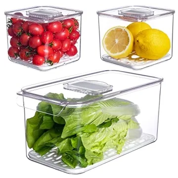 vacane Fresh Produce Saver for Refrigerator, 3 Pcs Food Fruit Lettuce Keeper Containers, Salad Veget...