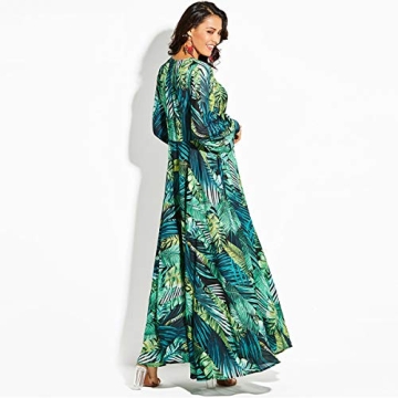 Stylish R.Vivimos Chiffon Print V Neck Maxi Dress