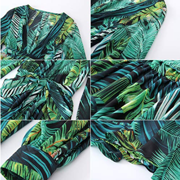 Stylish R.Vivimos Chiffon Print V Neck Maxi Dress