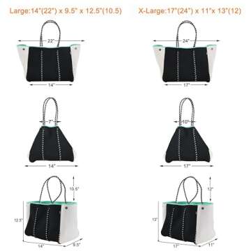 QOGiR Neoprene Multipurpose Beach Bag Tote with Inner Zipper Pocket … … … …