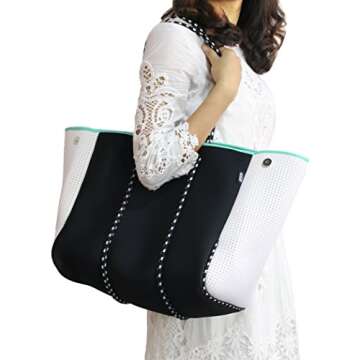 QOGiR Neoprene Multipurpose Beach Bag Tote with Inner Zipper Pocket … … … …