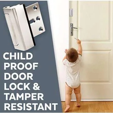 Dwell+Good Door Locks (2-Pack) - Easy To Install Aluminum Home Security Door Locks for Front Door- Child Proof Door Lock for Kids Safety - Withstand 800 lbs of Force & Tamper Proof Top Door Lock Latch