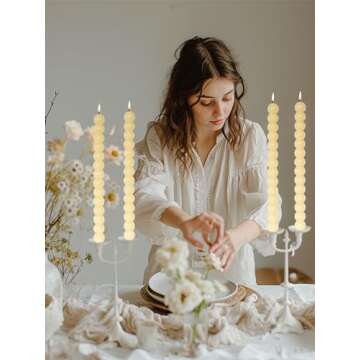 LPUSA Ivory Spiral Taper Candles Twisted Candle Conical Stick Candles for Holiday Wedding Party Wax ...