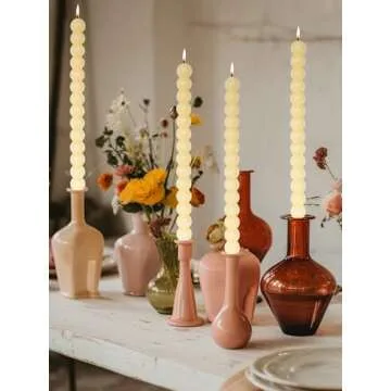 LPUSA Ivory Spiral Taper Candles Twisted Candle Conical Stick Candles for Holiday Wedding Party Wax Unscented Dinner Candle Dripless,Christmas Gift H 10 Inch, 4pcs（Ivory-c）