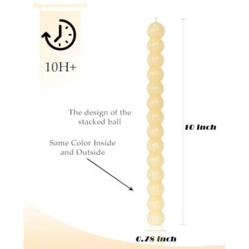 LPUSA Ivory Spiral Taper Candles Twisted Candle Conical Stick Candles for Holiday Wedding Party Wax Unscented Dinner Candle Dripless,Christmas Gift H 10 Inch, 4pcs（Ivory-c）