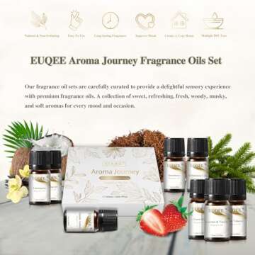 EUQEE 12PCS Premium Fragrance Oils Gift Set for Aromatherapy