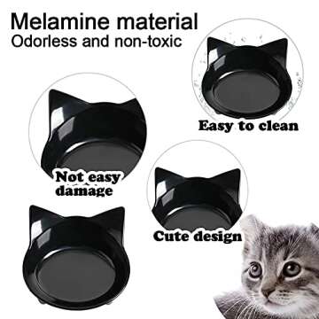 NAODONGLI Cat Bowls Non-Slip Shallow Melamine Bowls for Food and Water, Suitable for Multiple Pets, Wet and Dry Food