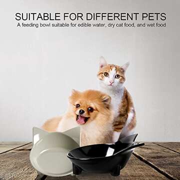 NAODONGLI Cat Bowls Non-Slip Shallow Melamine Bowls for Food and Water, Suitable for Multiple Pets, Wet and Dry Food