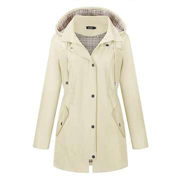 LOMON Women Rain Jacket Lightweight Hooded Jackets Women Lined Trench Coats Waterproof Outdoor Hikin...