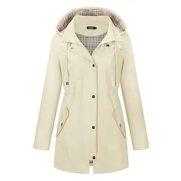 LOMON Women Rain Jacket Lightweight Hooded Jackets Women Lined Trench Coats Waterproof Outdoor Hikin...