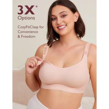 Momcozy Pumping and Nursing Bra for Breastfeeding, 3-in-1 Maternity Bra, CozyFitClasp for Wearable B...