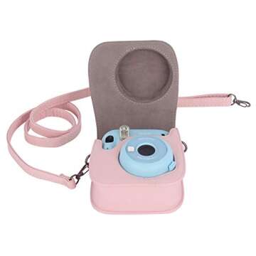 Phetium Instant Camera Case Compatible with Instax Mini 11/12,PU Leather Bag with Pocket and Adjustable Shoulder Strap (Blush Pink)